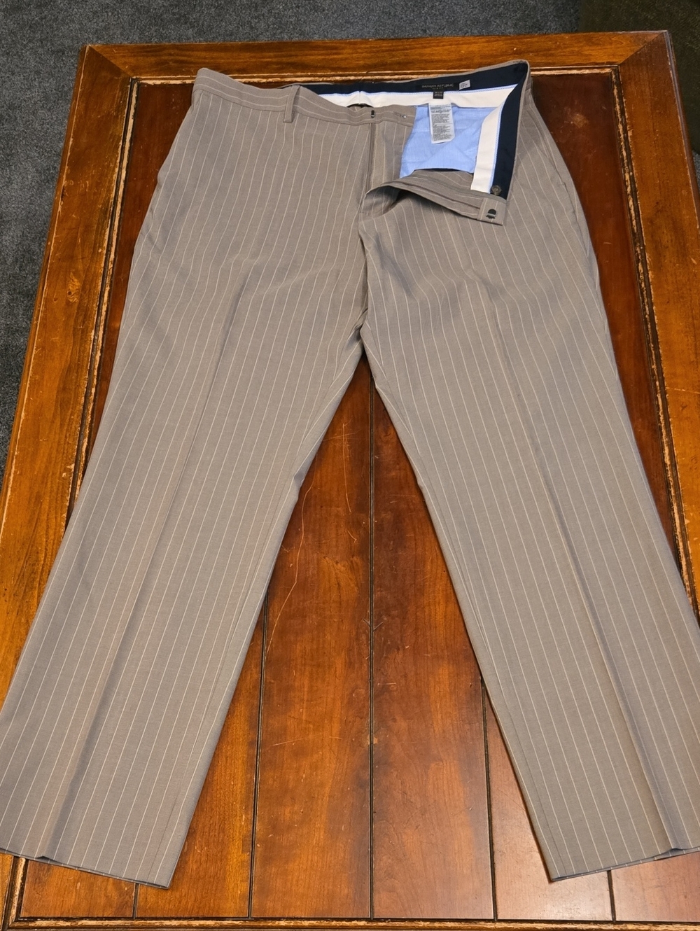 Banana Republic Men's Pinstripe Dress Pants - Light Brown with Cream Stripes